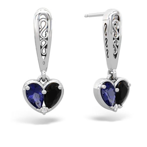 lab sapphire-onyx filligree earrings