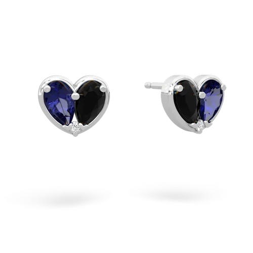 lab sapphire-onyx one heart earrings