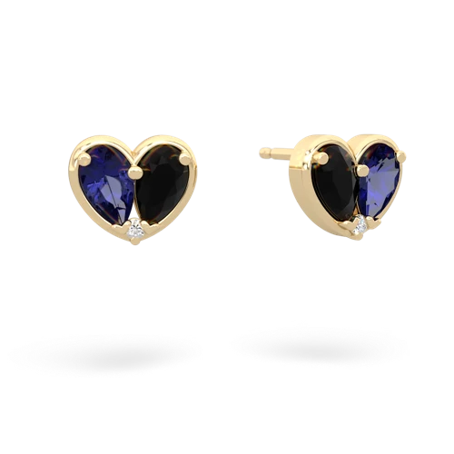 lab sapphire-onyx one heart earrings