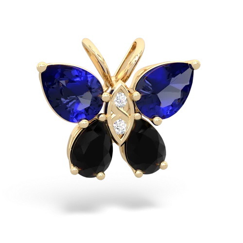 lab sapphire-onyx butterfly pendant