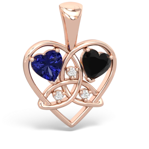 Lab Sapphire Lab Created Sapphire with Genuine Black Onyx Celtic Trinity Heart pendant Pendant