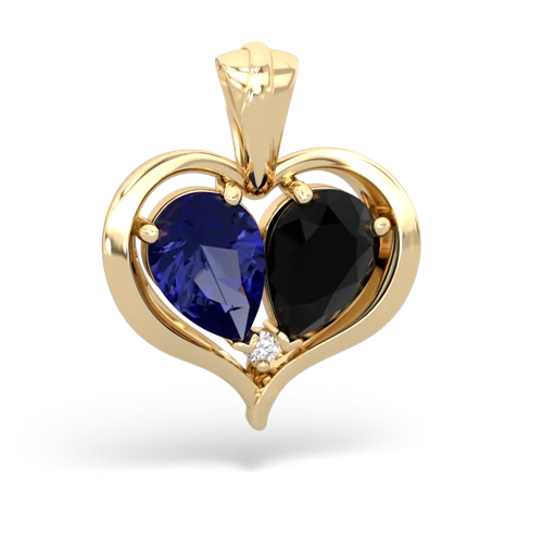 lab sapphire-onyx half heart whole pendant