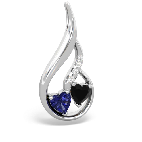 Lab Sapphire Lab Created Sapphire with Genuine Black Onyx Keepsake Curves pendant Pendant