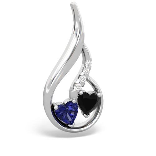 lab sapphire-onyx keepsake swirl pendant