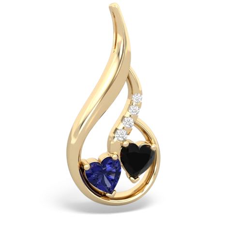 lab sapphire-onyx keepsake swirl pendant