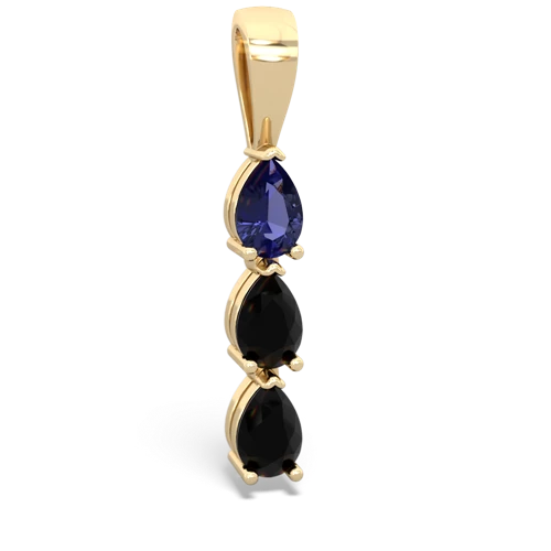 lab sapphire-onyx three stone pendant