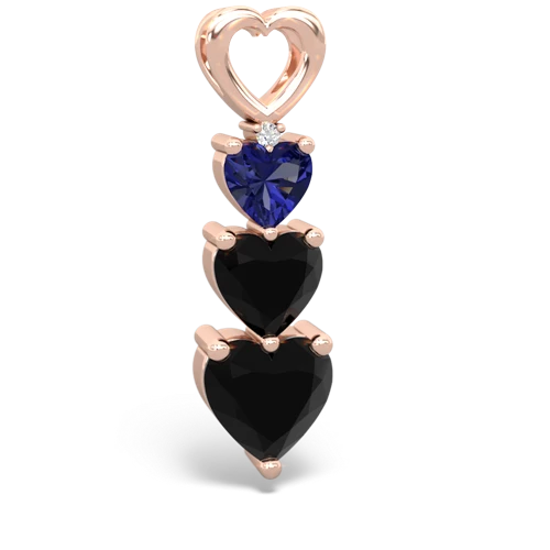 lab sapphire-onyx three stone pendant