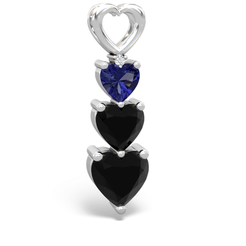lab sapphire-onyx three stone pendant