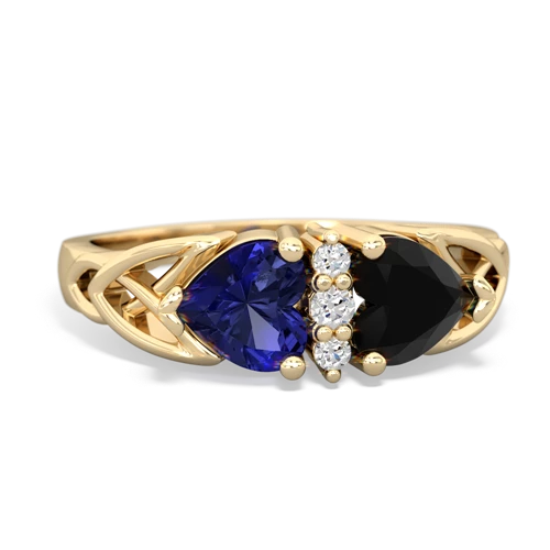 lab sapphire-onyx celtic ring