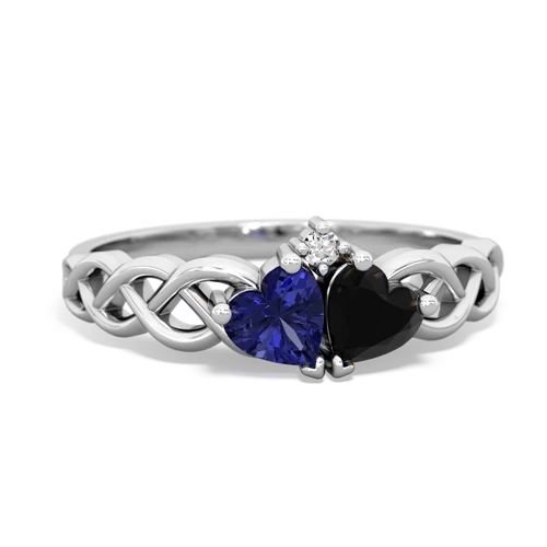 Lab Sapphire Lab Created Sapphire with Genuine Black Onyx Heart to Heart Braid ring Ring