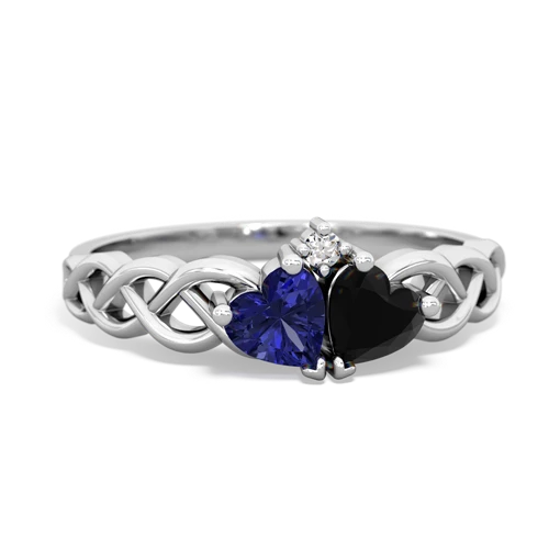 lab sapphire-onyx celtic braid ring