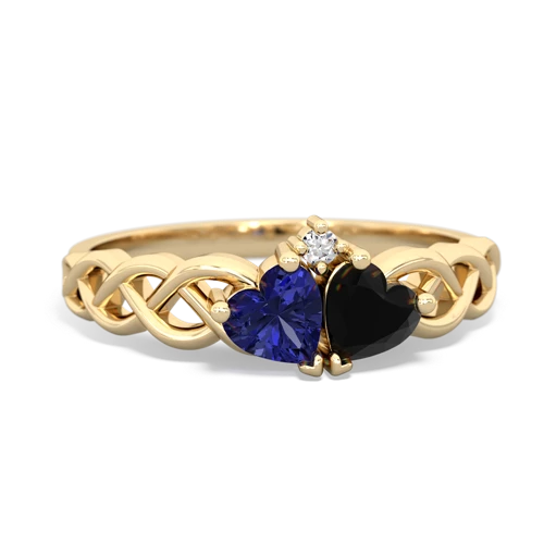 lab sapphire-onyx celtic braid ring