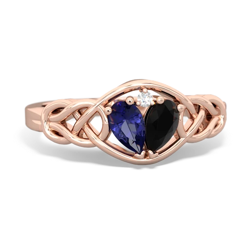 Lab Sapphire Lab Created Sapphire with Genuine Black Onyx Celtic Love Knot ring Ring