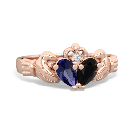 lab sapphire-onyx claddagh ring