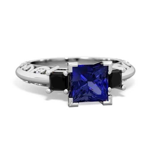 Lab Sapphire Lab Created Sapphire with Genuine Black Onyx and Genuine Swiss Blue Topaz Art Deco ring Ring