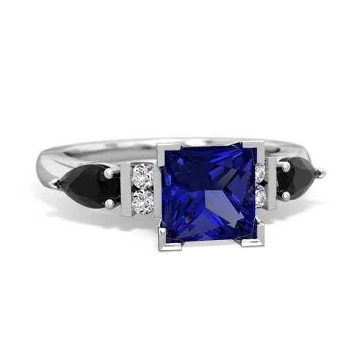 lab sapphire-onyx engagement ring