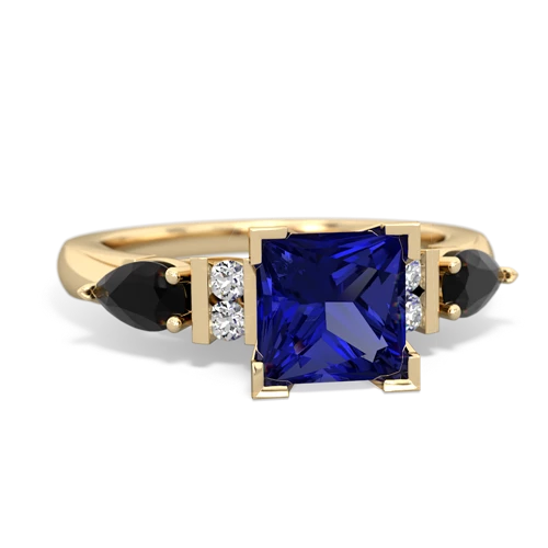 lab sapphire-onyx engagement ring