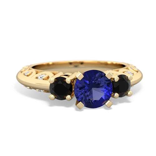 lab sapphire-onyx engagement ring