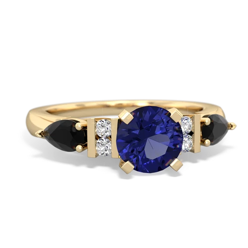 Lab Sapphire Lab Created Sapphire with Genuine Black Onyx and Genuine Swiss Blue Topaz Engagement ring Ring