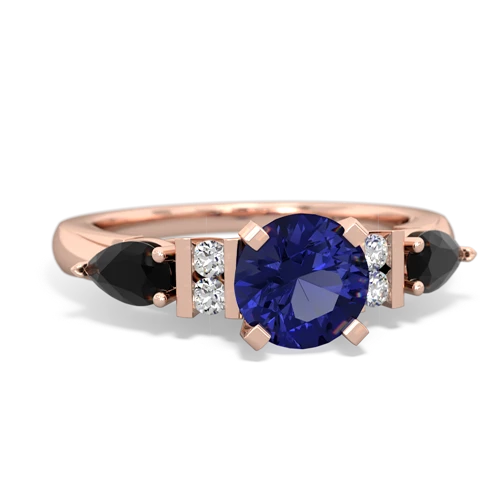 lab sapphire-onyx engagement ring