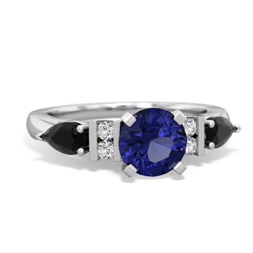 lab sapphire-onyx engagement ring