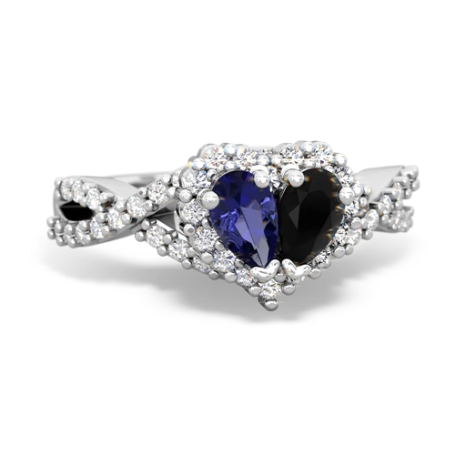 lab sapphire-onyx engagement ring