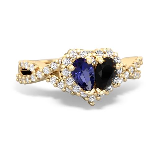 lab sapphire-onyx engagement ring