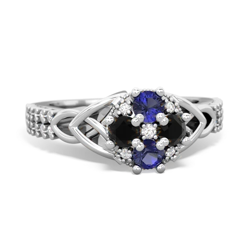Lab Sapphire Lab Created Sapphire with Genuine Black Onyx Celtic Knot Engagement ring Ring