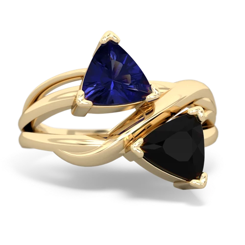 lab sapphire-onyx filligree ring