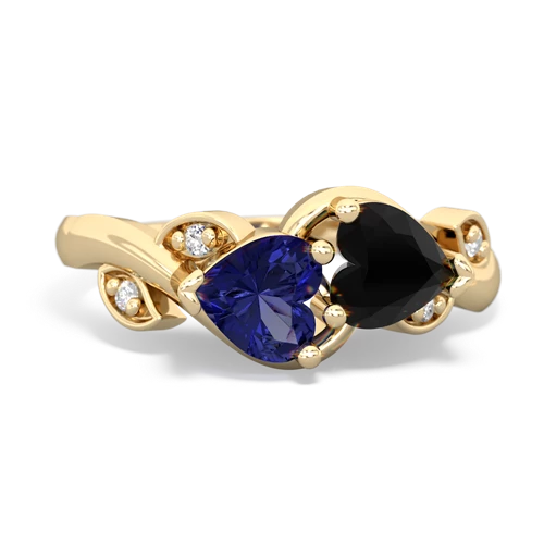 lab sapphire-onyx floral keepsake ring