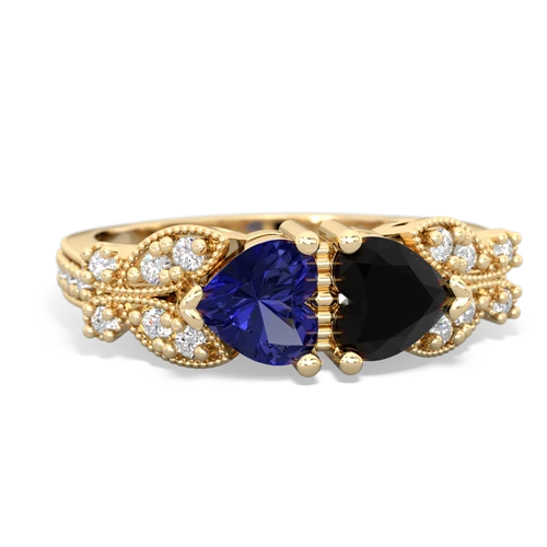 Lab Sapphire Lab Created Sapphire with Genuine Black Onyx Diamond Butterflies ring Ring