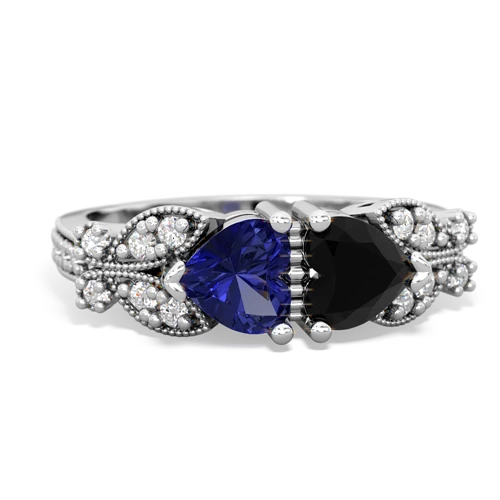 lab sapphire-onyx keepsake butterfly ring