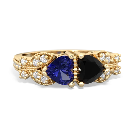 lab sapphire-onyx keepsake butterfly ring