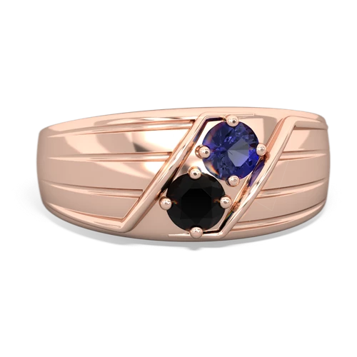 Lab Sapphire Lab Created Sapphire with Genuine Black Onyx Art Deco Men's ring Ring