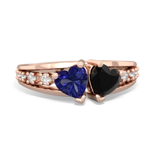 Lab Sapphire Lab Created Sapphire with Genuine Black Onyx Heart to Heart ring Ring