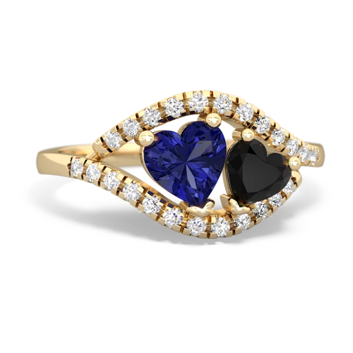 lab sapphire-onyx mother child ring