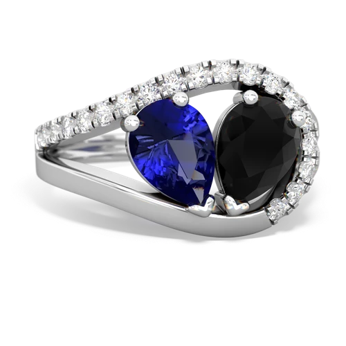 Lab Sapphire Lab Created Sapphire with Genuine Black Onyx Nestled Heart Keepsake ring Ring