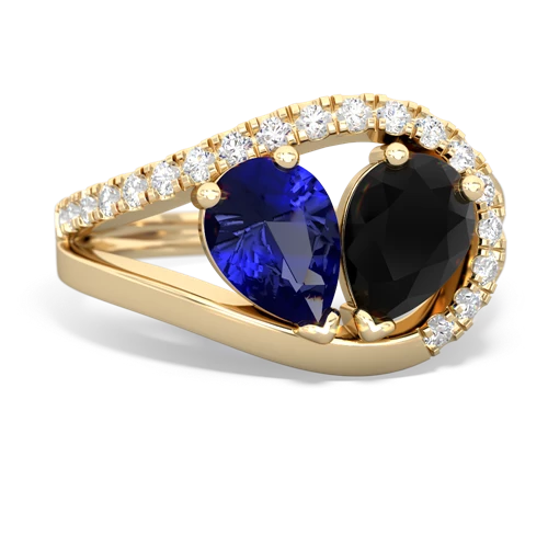 lab sapphire-onyx pave heart ring