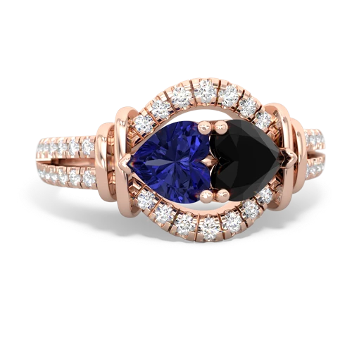 lab sapphire-onyx pave keepsake ring