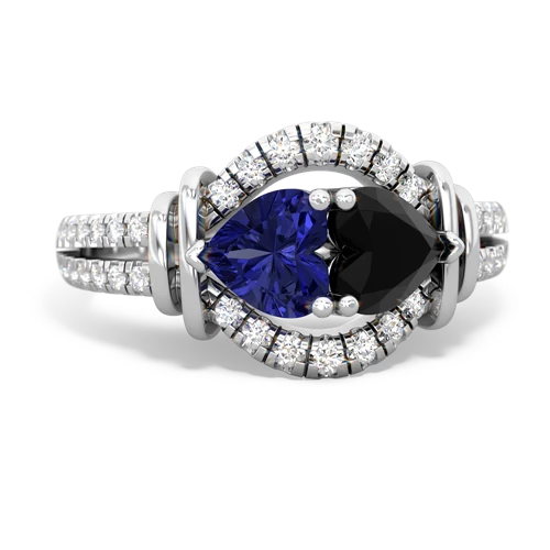 lab sapphire-onyx pave keepsake ring