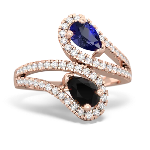 Lab Sapphire Lab Created Sapphire with Genuine Black Onyx Diamond Dazzler ring Ring