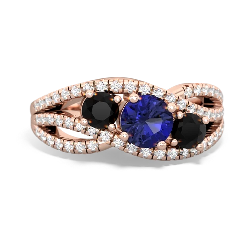 lab sapphire-onyx three stone pave ring