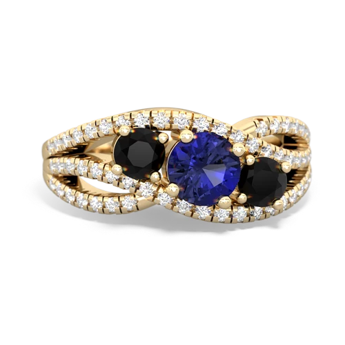 lab sapphire-onyx three stone pave ring