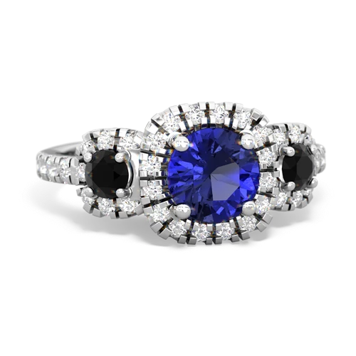 lab sapphire-onyx three stone regal ring