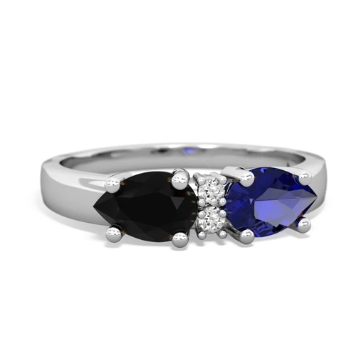 Lab Sapphire Lab Created Sapphire with Genuine Black Onyx Pear Bowtie ring Ring