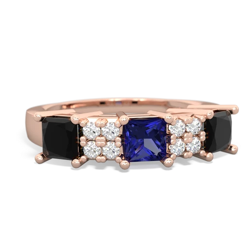 Lab Sapphire Lab Created Sapphire with Genuine Black Onyx and Genuine Pink Tourmaline Three Stone ring Ring