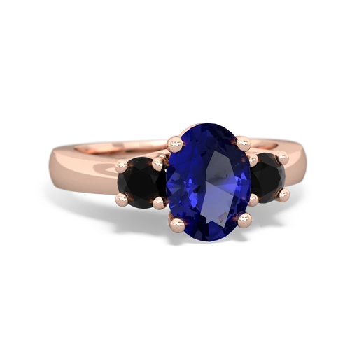Lab Sapphire Lab Created Sapphire with Genuine Black Onyx Three Stone Trellis ring Ring