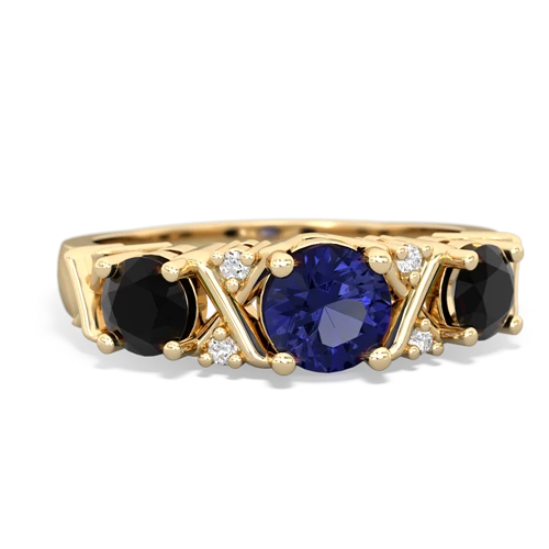 Lab Sapphire Lab Created Sapphire with Genuine Black Onyx and Lab Created Emerald Hugs and Kisses ring Ring