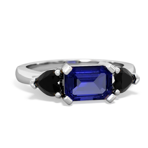 Lab Created Sapphire with Genuine Black Onyx and Genuine Peridot Three Stone ring