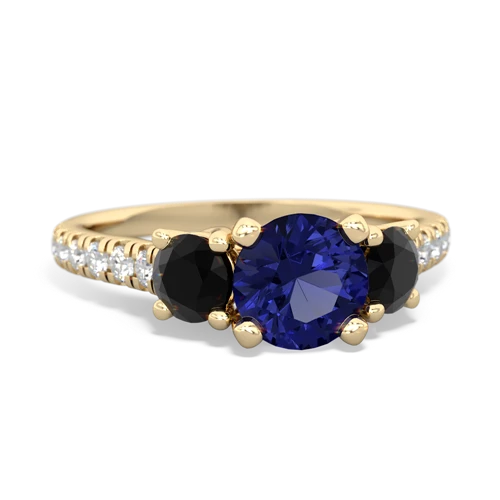 Lab Sapphire Lab Created Sapphire with Genuine Black Onyx and  Pave Trellis ring Ring